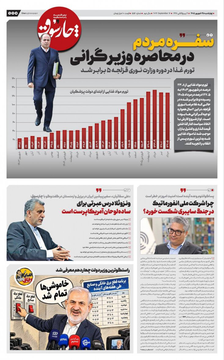 سفره مردم در محاصره وزیر گرانی/ تورم غذا در دوره وزارت نوری قزلجه ۵ برابر شد